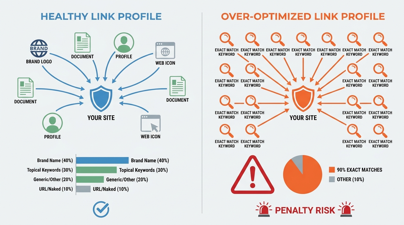 Comparison between natural and over-optimized anchor text profiles