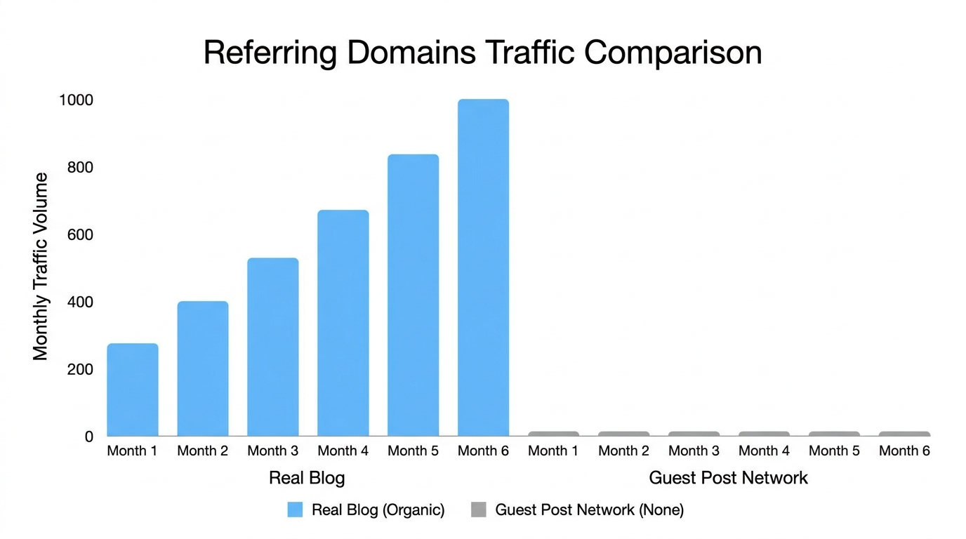 Comparison graph between real site links and spam networks