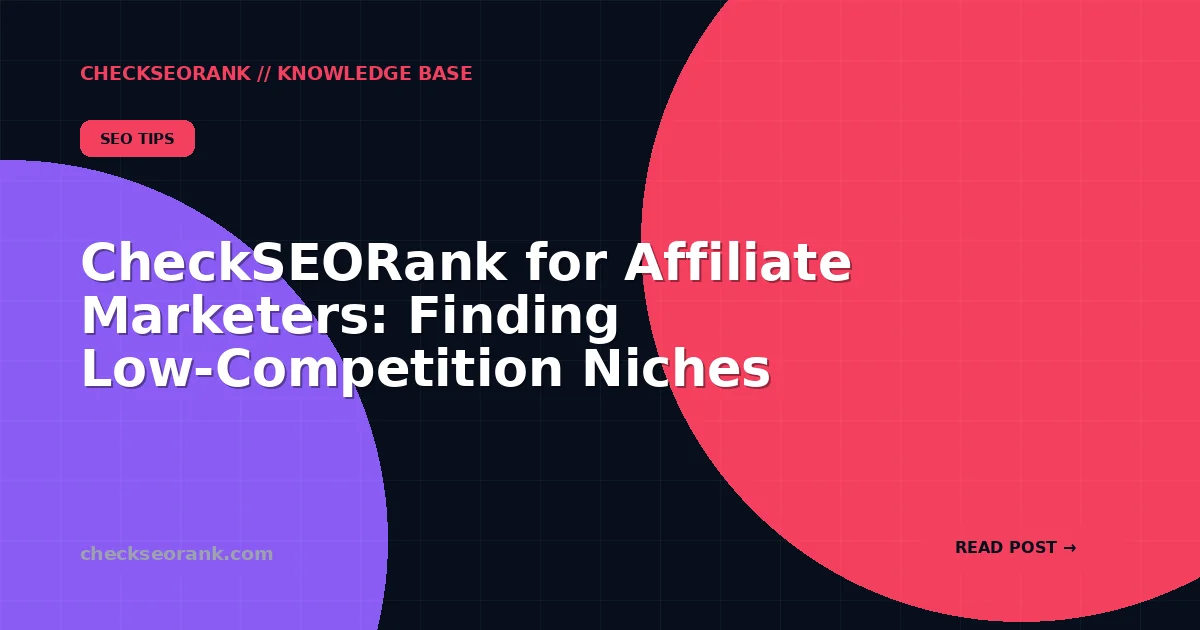 CheckSEORank for Affiliate Marketers: Finding Low-Competition Niches