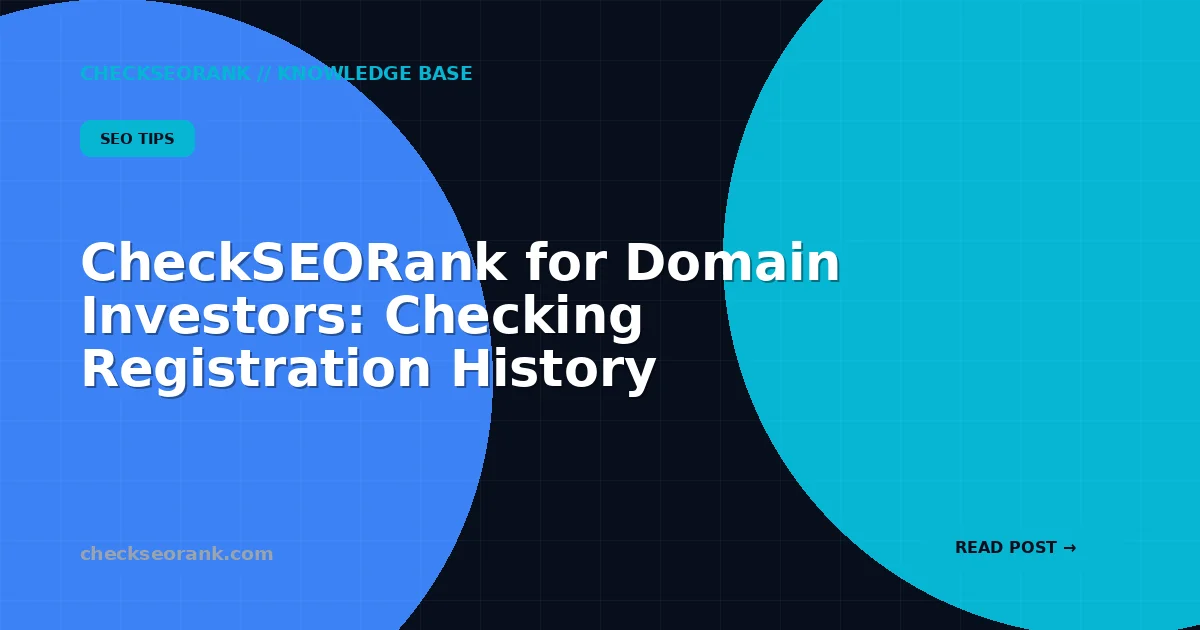 CheckSEORank for Domain Investors: Checking Registration History